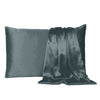 Gray Dreamy Set of 2 Silky Satin Queen Pillowcases