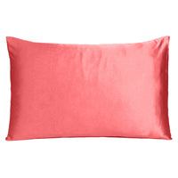 Coral Dreamy Set of 2 Silky Satin Queen Pillowcases