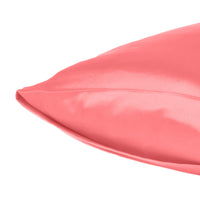 Coral Dreamy Set of 2 Silky Satin Queen Pillowcases