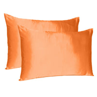 Orange Dreamy Set of 2 Silky Satin Queen Pillowcases