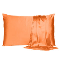 Orange Dreamy Set of 2 Silky Satin Queen Pillowcases