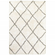 2’ X 3’ Ivory And Gray Geometric Lattice Scatter Rug