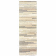 3’ X 8’ Beige And Gray Eclectic Linesrunner Rug