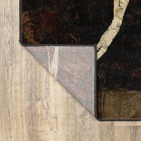 5’ x 8’ Brown and Black Abstract Geometric Area Rug