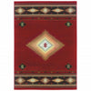 8’ x 11’ Red and Beige Ikat Pattern Area Rug