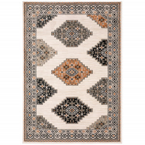 5’ x 7’ Abstract Ivory and Gray Geometric Indoor Area Rug