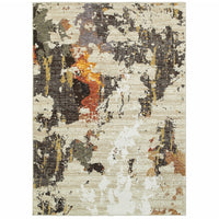 3’ x 5’ Abstract Weathered Beige and Gray Indoor Area Rug