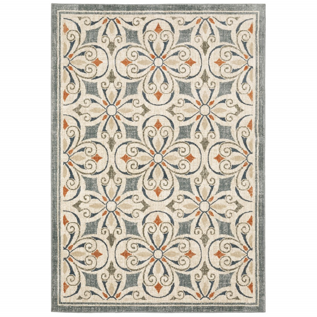 10’ x 13’ Gray and Beige Medallion Indoor Area Rug