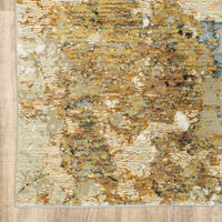 8’ x 11’ Modern Abstract Gold and Beige Indoor Area Rug