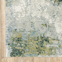 8’ x 11’ Blue and Sage Distressed Waves Indoor Area Rug