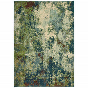 10’ x 13’ Teal and Pickle Green Abstract Indoor Area Rug