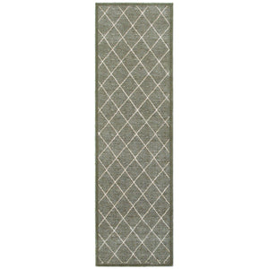 2’ x 8’ Gray and Ivory Diamond Indoor Runner Rug