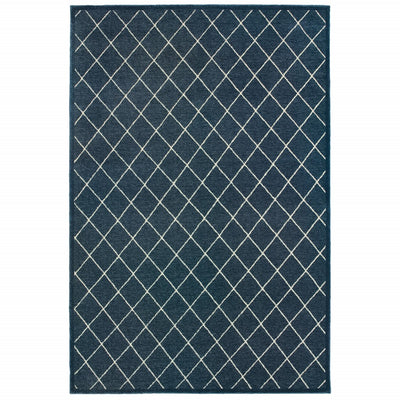 5’ x 8’ Navy and Ivory Lattice Indoor Area Rug