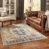 4’ x 6’ Sand and Blue Distressed Indoor Area Rug