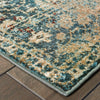 8’ Round Sand and Blue Distressed Indoor Area Rug