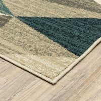 4’ x 6’ Gray and Teal Geometrics Indoor Area Rug