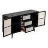 63" Modern Rustic Black and Rattan Buffet Server