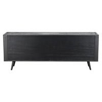 79" Modern Rustic Black and Rattan Buffet Server