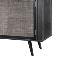 79" Modern Rustic Black and Rattan Buffet Server