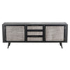 79" Modern Rustic Black and Rattan Buffet Server