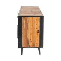 71" Modern Rustic Black Natural and Rattan Buffet Server