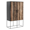 Modern Rustic Black and Natural Tall Accent Cabinet