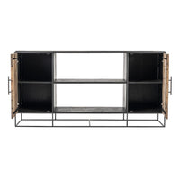 Modern Rustic Black and Natural Media Center TV Stand