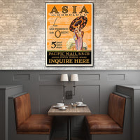 28" x 20" Asia via Honolulu Vintage Travel Wall Art