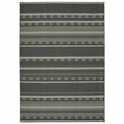 7' x 10' Black Ivory Machine Woven Geometric Indoor Area Rug