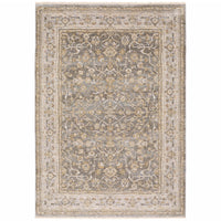 5' X 8' Beige Grey Machine Woven Oriental Indoor Arean Rug