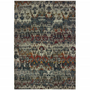 6' x 9' Distressed Grey Blue Machine Woven Indoor Area Rug