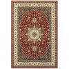 9' x 12' Red Ivory Machine Woven Oriental Indoor Area Rug