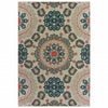 9' x 12' Grey Blue Machine Woven Floral Indoor or Outdoor Area Rug