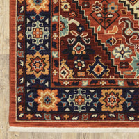 9' x 12' Red Blue Machine Woven Oriental Indoor Area Rug