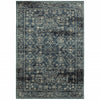 5' x 8' Navy Beige Machine Woven Oriental Indoor Area Rug