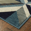 8' Blue Grey Machine Woven Geometric Indoor Runner Rug