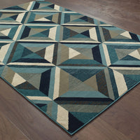 5'x8' Blue Grey Machine Woven Geometric Indoor Area Rug