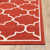 2’x8’ Red and Ivory Trellis Indoor Outdoor Runner Rug