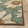 8’ Round Blue and Brown Floral Indoor Outdoor Area Rug