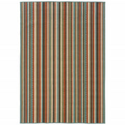 4’x6’ Green and Brown Striped Indoor Outdoor Area Rug