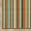 4’x6’ Green and Brown Striped Indoor Outdoor Area Rug