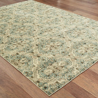 10’x13’ Ivory and Blue Geometric Area Rug