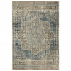 7’x10’ Blue and Ivory Medallion Area Rug