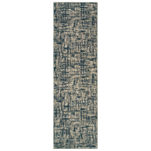 2’x8’ Gray and Navy Abstract Runner Rug