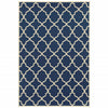 3’x5’ Blue and Ivory Trellis Indoor Outdoor Area Rug