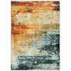 5’x8’ Blue and Red Distressed Area Rug