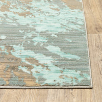 2’x8’ Blue and Gray Abstract Impasto Runner Rug