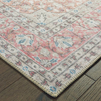 8’x12’ Ivory and Pink Oriental Area Rug