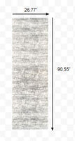 2’x8’ Ivory and Gray Abstract Strokes Runner Rug