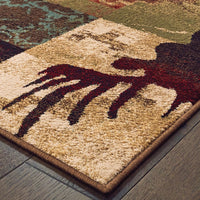 10’x13’ Rustic Brown Animal Lodge Area Rug